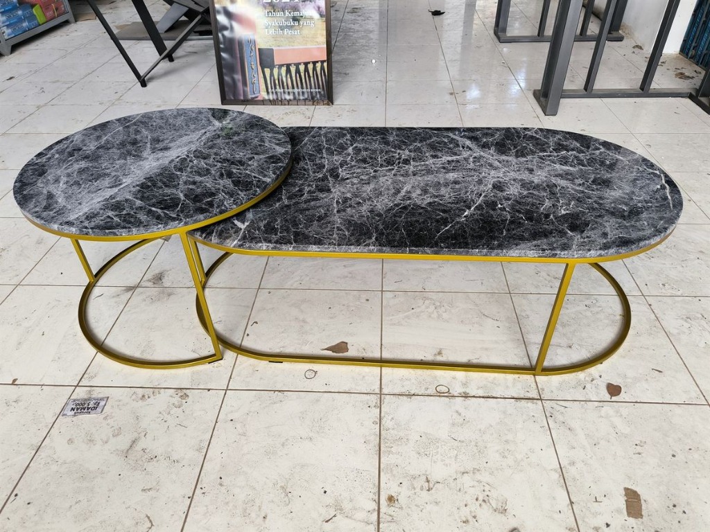 Kerangka Meja Besi Gold Top Marble 1